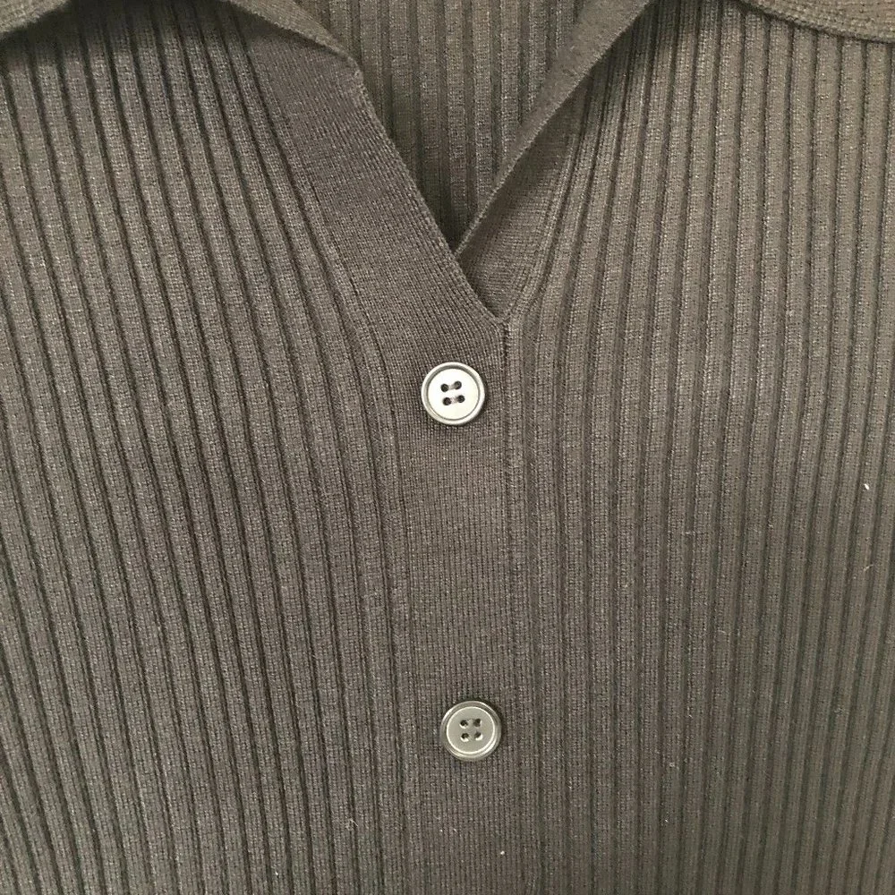 LONDON TIMES Long Sleeve Collared Button Front Dress Black Large - Picture 6 of 9